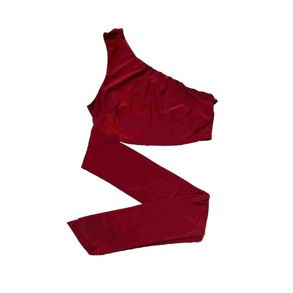 Blue Blush One Shoulder Wrap Crop Top Tank In Burgundy Size Small - Picture 2 of 4